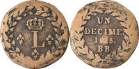 France Decime Coin, Louis XVIII, Strasbourg, Bronze, KM:701 -