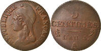 France 5 Centimes Coin, Dupré, Paris, Petit module, Bronze -