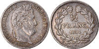 France 1/2 Franc Coin, Louis-Philippe, Paris, Silver -