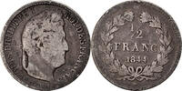 France 1/2 Franc Coin, Louis-Philippe, Lille, Silver -