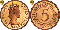 Mauritius 5 Cents Elizabeth II, London, Bronze, PCGS, KM:34 -