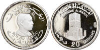 Morocco 20 Dirhams Hassan II, Proof, Silver, PCGS, KM:Manque -