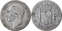 Spain Peseta Coin, Alfonso XII, Madrid, Silver, KM:686 -