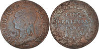 France 5 Centimes Coin, Dupré, Paris, Bronze, KM:640.1 -
