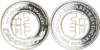 Fiji 1 Dollar Coin, Elizabeth II, Year of the Dragon, Silver -