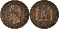 France 5 Centimes Coin, Napoleon III, Strasbourg, Bronze -