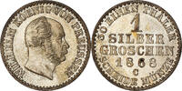 German States Groschen Coin, PRUSSIA, Wilhelm I, Frankfurt -