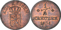 German States 1/4 Kreuzer Coin, HESSE-CASSEL, Wilhelm II and Friedrich Wilhelm, 1/4 -
