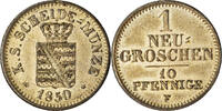 German States Neu-Groschen, 10 Pfennig Coin, SAXONY-ALBERTINE, Friedrich August II, Neu-Groschen, 10 -
