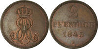 German States 2 Pfennig Coin, HANNOVER, Ernst August, Copper -