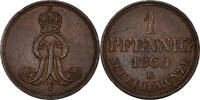 German States Pfennig Coin, HANNOVER, Georg V, Copper, KM:233 -