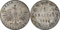 German States Kreuzer Coin, FRANKFURT AM MAIN, Silver, KM:312 -
