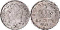 France 20 Centimes Coin, Napoleon III, Paris, AU(50-53), Silver,KM 808.1 -