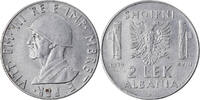 Albania 2 Lek Coin, Vittorio Emanuele III, Rome, Stainless -