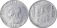 Albania 2 Lek Coin, Vittorio Emanuele III, Rome, Stainless -
