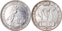 San Marino 20 Lire 1933 R Coin, Rome, Silver, KM:11 AU(55-58)