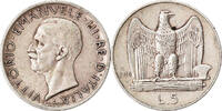 Italy 5 Lire Coin, Vittorio Emanuele III, Rome, Silver -