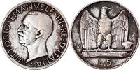 Italy 5 Lire Coin, Vittorio Emanuele III, Rome, Silver -