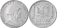 Albania 0.20 Lek Coin, Vittorio Emanuele III, Rome, Stainless -