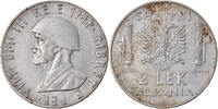 Albania 2 Lek Coin, Vittorio Emanuele III, Rome, Stainless -
