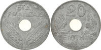 France 20 Centimes Coin, État français, Paris, Zinc -