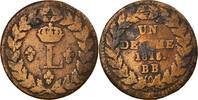France Decime Coin, Louis XVIII, Strasbourg, Bronze, KM:701 -