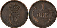 Denmark Ore Coin, Christian IX, Copenhagen, Bronze, KM:792.1 -