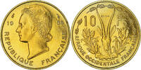French West Africa 10 Francs Coin, Paris, Aluminum-Bronze -