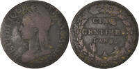 France 5 Centimes Coin, Dupré, Paris, Bronze, KM:640.1 -