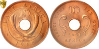 EAST AFRICA 10 Cents Coin, Heaton, PCGS, MS66RD, Bronze -