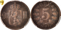 Norway 5 Öre Oscar II, Kongsberg, Bronze, PCGS, KM:349 -