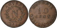 FRENCH STATES 10 Centimes Coin, ANTWERP, Wolschot, Bronze -