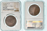 France 5 Centimes Obsidionale, Antwerp, Grand Module, Bronze, NGC -