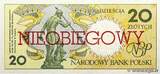 POLAND 20 Zlotych 1990 UNC