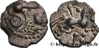 FRANCE Denier à la tête casquée à droite et aux carnyx GALLIA - AULERCI CENOMANI (Area of Le Mans) Le Mans (72) c. 80-50 AC. (12,5mm, 0,61g, 2h) -