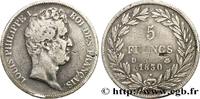 FRANCE 5 francs type Tiolier avec le I, tranche en creux LOUIS-PHILIPPE I Lyon 1830 (37mm, 24,64g, 6h) -
