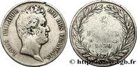 FRANCE 5 francs type Tiolier sans le I, tranche en creux LOUIS-PHILIPPE I Lyon 1830 (37mm, 24,93g, 6h) -