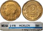 FRANCE 2 francs Morlon III REPUBLIC 1941 (27mm, 7,9g, 6h) -