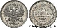 RUSSIA 20 Kopecks aigle bicéphale RUSSIA Saint-Petersbourg 1861 (22mm, 4,11g, h) -