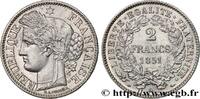 FRANCE 2 francs Cérès, IIe République II REPUBLIC Paris 1851 (27mm, 9,90g, 6h) -