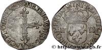 FRANCE Quart d'écu, croix de face HENRY III Rennes 1588 (28,5mm, 9,66g, 4h) -