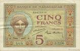 MADAGASCAR 5 Francs MADAGASCAR 5 Francs 1937 VF+ -