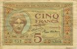 MADAGASCAR 5 Francs MADAGASCAR 5 Francs 1937 VF -