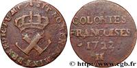 AMERICA - Louisiana, Acadia, Canada 9 Deniers des Colonies Françoises AMERICA - Louisiana, Acadia, Canada La Rochelle 1722 (26mm, 6,35g, 6h) -