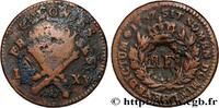 LOUIS XV THE BELOVED 3 Sous 9 Deniers ou 1/4 d’esqualin contremarqué RF LOUIS XV THE BELOVED Paris 1767 (28mm, 11,40g, 6h) -