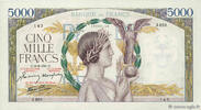 FRANCE 5000 Francs VICTOIRE Impression à plat FRANCE 5000 Francs VICTOIRE Impression à plat 1941 VF+ -