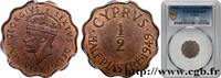 CYPRUS 1/2 Piastre roi Georges VI couronné CYPRUS 1949 (19,4mm, 2,59g, 12h) -