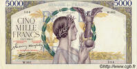 FRANCE 5000 Francs VICTOIRE Impression à plat FRANCE 5000 Francs VICTOIRE Impression à plat 1942 XF+ -