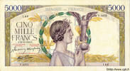 FRANCE 5000 Francs VICTOIRE Impression à plat FRANCE 5000 Francs VICTOIRE Impression à plat 1942 XF+ -