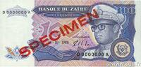 ZAIRE 100 Zaïres Spécimen ZAIRE 100 Zaïres Spécimen 1988 UNC- -